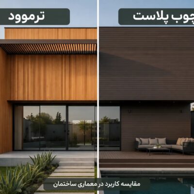 کاربرد ترموود و چوب پلاست در طراحی نمای مدرن ساختمان و تراس